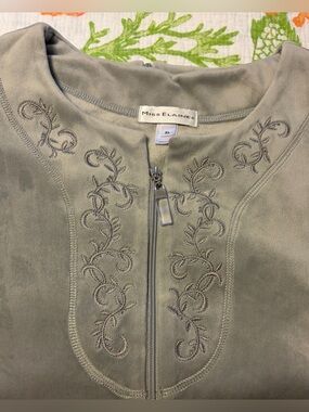 Miss Elaine Gray Embroidered Zip-Front Robe